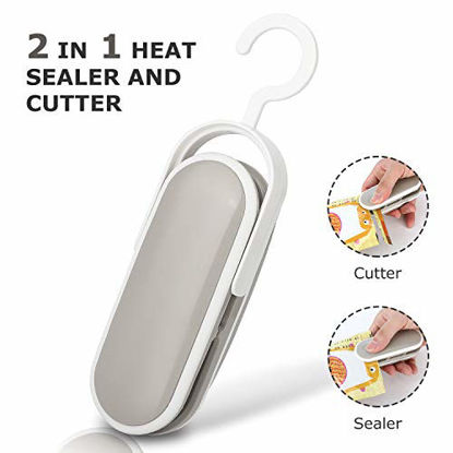 Picture of Portable Mini Bag Sealer,Ruolan Plastic Sealer 2 in 1 Heat Sealer and Cutter Portable Bag Resealer Sealer Quick Seal for plastic bags(Battery Not Included)