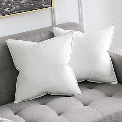 Picture of MIULEE Pack of 2 Decorative Velvet Throw Pillow Cover Soft Pillowcase Solid Square Cushion Case for Sofa Bedroom Car 16x16 Inch Pure White