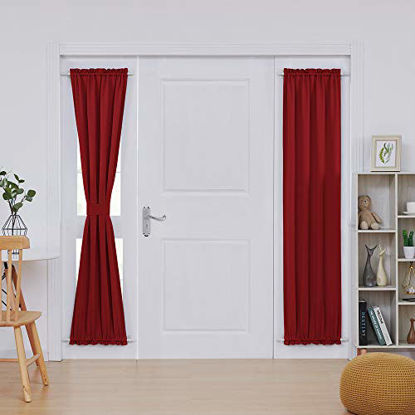 Picture of Deconovo Thermal Insulated Blacktout Curtains - Rod Pocket Curtain Panel for French Door, 25x72 in, Red, 1 Panel