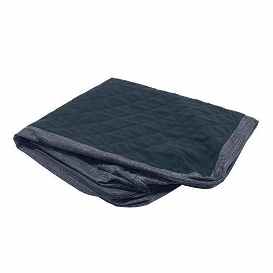 Picture of Furhaven Replacement Pet Bed Cover - Chaise Lounge Quilted Fleece and Suede Couch Washable Dog Bed Cover, Dark Blue, Small