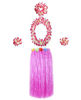 Picture of Hawaiian Luau Hula Grass Skirt with Large Flower Costume Set for Dance Performance Party Decorations Favors Supplies (32" - Pink)