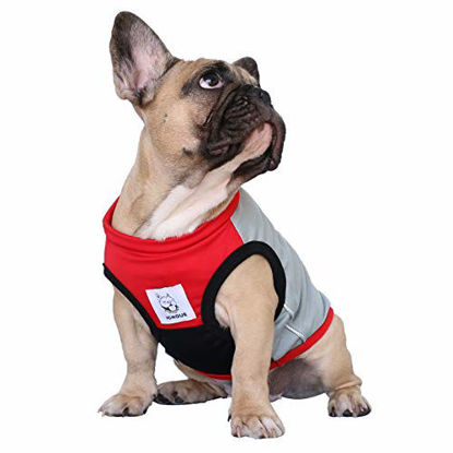 Picture of iChoue Dog Clothes Sports Vest Tee Shirt for French Bulldog Pug Boston Terrier Frenchie Pet Cloth - L Blue and Grey