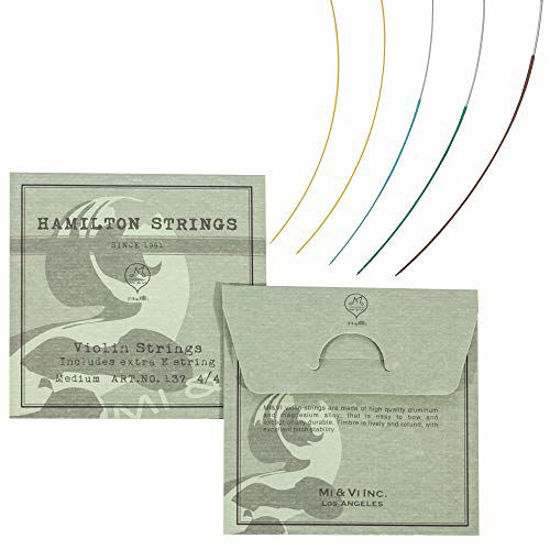 Picture of MI&VI Hamilton Violin Strings - 1/8 Scale Full Set (G-D-A-E) with Extra E-String | Germany Steel | Ball-End | Medium Gauge Tension - By MIVI Music