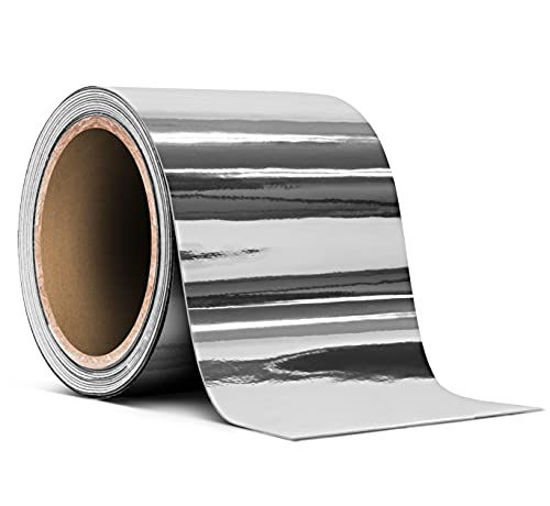 Picture of VViViD Gloss Silver Chrome Air-Release Vinyl Adhesive Tape Roll (3 Inch x 30ft)