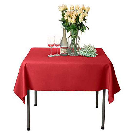 Picture of VEEYOO Square Tablecloth - 54x54 Inch Polyester Table Cloth Washable Wrinkle Free Dinner Tablecloth for Wedding, Party, Restaurant,Indoor and Outdoor Buffet Table - Red Tablecloth