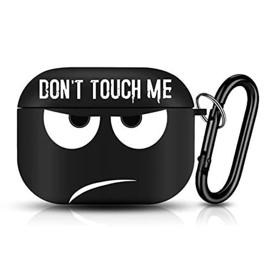 Picture of EZICOK Compatible with AirPods Pro Case Don't Touch Me Black Cool Cover with Keychain Big Eyes Cute Cartoon Shockproof Airpod Cases Accessories Smooth Soft Protective Skin for Apple Airpods Pro