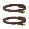 Picture of Clear Power 6 ft 3 Outlet Indoor Extension Cord 16/2 SPT-2, Brown, 2 Prong Polarized Plug, DCIC-00352P-DC (2 Pack)