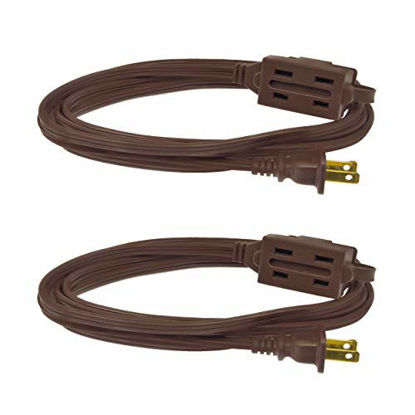 Picture of Clear Power 6 ft 3 Outlet Indoor Extension Cord 16/2 SPT-2, Brown, 2 Prong Polarized Plug, DCIC-00352P-DC (2 Pack)