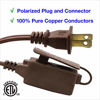 Picture of Clear Power 6 ft 3 Outlet Indoor Extension Cord 16/2 SPT-2, Brown, 2 Prong Polarized Plug, DCIC-00352P-DC (2 Pack)