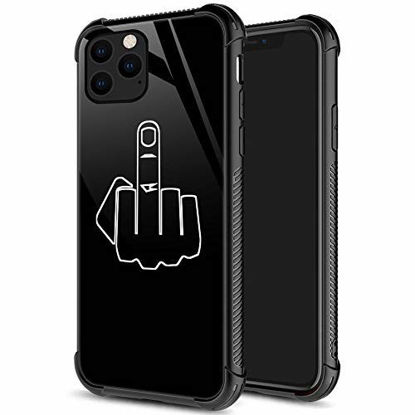 Picture of iPhone 12 Case, Robot Finger iPhone 12 Pro Cases for Men Boys, Pattern Design Shockproof Anti-Scratch Organic Glass Case for Apple iPhone 12/iPhone 12 Pro 6.1-inch Vertical Middle Finger