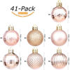 Picture of Sea Team 41-Pack Christmas Ball Ornaments with Strings, 40mm/1.57-Inch Small Size Baubles, Shatterproof Plastic Christmas Bulbs, Hanging Decorations for Xmas Tree, Holiday, Wedding, Party, Rose Gold