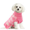 Picture of Dog Sweater Dress, Turtleneck Pullover Knitwear Warm Girl Dogs Coat for Fall Winter Cute Classic Plaid Pattern Princess Style Knit Clothes for Small Medium Female Dogs Puppy Pet Leash Hole(Pink,Red)