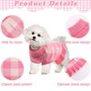 Picture of Dog Sweater Dress, Turtleneck Pullover Knitwear Warm Girl Dogs Coat for Fall Winter Cute Classic Plaid Pattern Princess Style Knit Clothes for Small Medium Female Dogs Puppy Pet Leash Hole(Pink,Red)