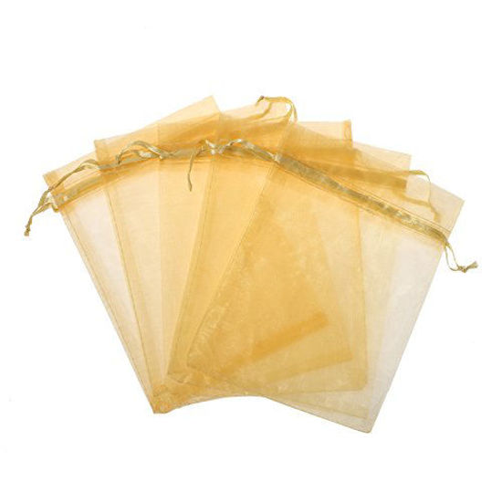 Picture of KUPOO Pack of 50PCS 8x12 Inch Organza Drawstring Gift Bag Pouch Wrap for Party/Game/Wedding (Gold)