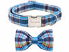 Picture of Unique style paws Plaid Dog Collar with Bow Pet Gift Adjustable Soft and Comfy Bowtie Collars for Small Medium Large Dogs