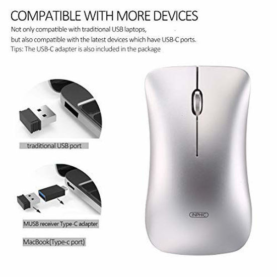 Wireless Mouse 2.4G Mini Mouse Optical Silent-Click Mouse For Laptop,  Computer, PC, Mac (Black)