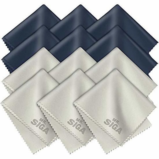 Picture of MR.SIGA Premium Microfiber Cleaning Cloths for Lens, Eyeglasses, Screens, Tablets, Glasses, 12 Pack, 6 x 7 inches (15 x 18 cm), Navy/Gray