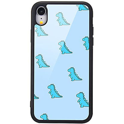 Picture of MAYCARI for iPhone XR Case Dinosaur, Retro Design Hard Back Case with Soft TPU Bumper for Girls Woman Blue Dino Protective Phone Case for iPhone XR