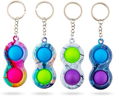 Picture of Loopa Simple Dimple 4 Pack Set with Keychian, Sensory Fidget Toy Push Pop Bubble Stress & Anxiety Relief Fidget Popping Fidget Block Toys, Perfect for Kids & Adults