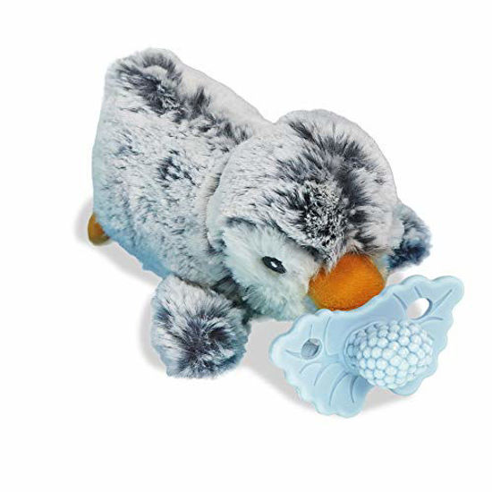 Picture of RaZbaby RaZbuddy RaZberry Teether Blue Moon/Pacifier Holder w/Removable Baby Teether Toy - 0M+ - Bpa Free - Penguin