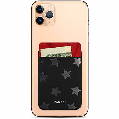 Picture of Vandel Pocket - Designer Stick-On Fabric Phone Wallet for Women, Cute Stars Credit Card Holder for Back of Phone iPhone Case, Stretchy Fabric Sleeve for iPhones, Androids, for Women