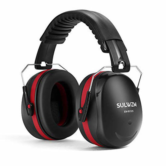 Picture of SULWZM Hearing Protection Ear Muffs,NRR 28db Noise Cancelling for Shooting, Mowing, Construction,Red