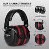 Picture of SULWZM Hearing Protection Ear Muffs,NRR 28db Noise Cancelling for Shooting, Mowing, Construction,Red