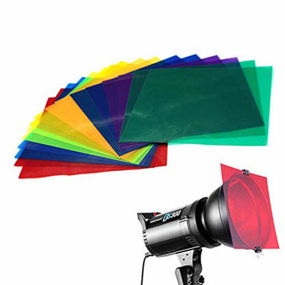 Picture of 16 Pack Colored Overlays Transparency Color Film Plastic Sheets Correction Gel Light Filter Sheet,20 by 20cm,8 Assorted Colors
