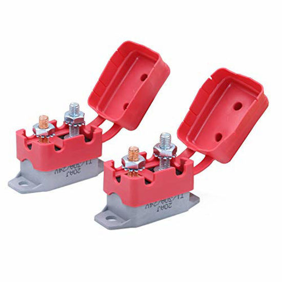 Picture of Gloaso 30 Amp Automatic Reset Circuit Breakers 12V 24V dc Replacement 30A Breaker with Cover Stud Bolt for Automotive Marine