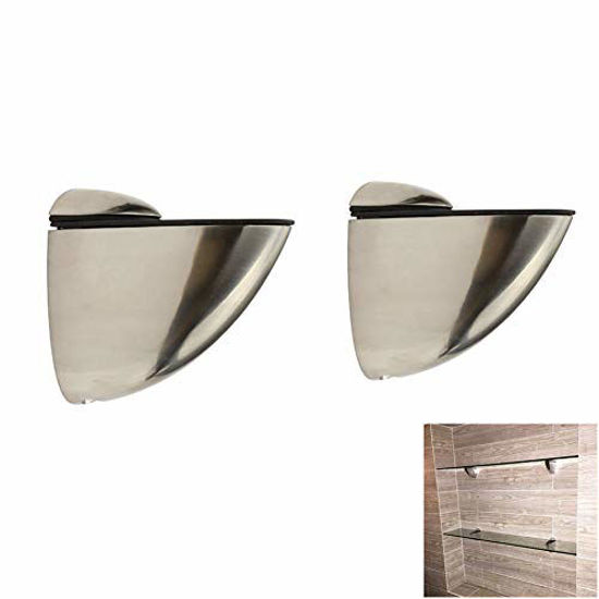 Picture of Staircase Glass Clamp Stair Brackets Holder Flat 2 Pcs or One Pair, Brushed Nickel