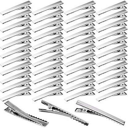 Picture of Elcoho 200 Pieces Metal Hair Clips Single Prong Curl Clips Silver Alligator Section Clips with Teeth Hairbow Accessory for Women Girls