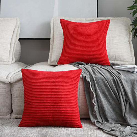 Corduroy Throw Pillow Covers 18x18, Set of 4 Multi-Color Matching