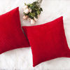 Picture of Home Brilliant Christmas Pillow Covers 18x18 Decorative Striped Velvet Corduroy Plush Throw Pillow Covers for Holiday, Set of 2, 18 x 18 inch, Red