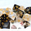 Picture of Haxtec 2 Pack DND Dice Set Black Swirl White Ink Polyhedral D&D Dice for Roleplaying Dice Games as Dungeons and Dragons RPG Dice