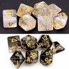 Picture of Haxtec 2 Pack DND Dice Set Black Swirl White Ink Polyhedral D&D Dice for Roleplaying Dice Games as Dungeons and Dragons RPG Dice