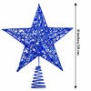 Picture of URATOT Glittered Christmas Tree Topper Metal Christmas Treetop Hallow Wire Star Topper for Christmas Home Decoration (8 inches, Blue)