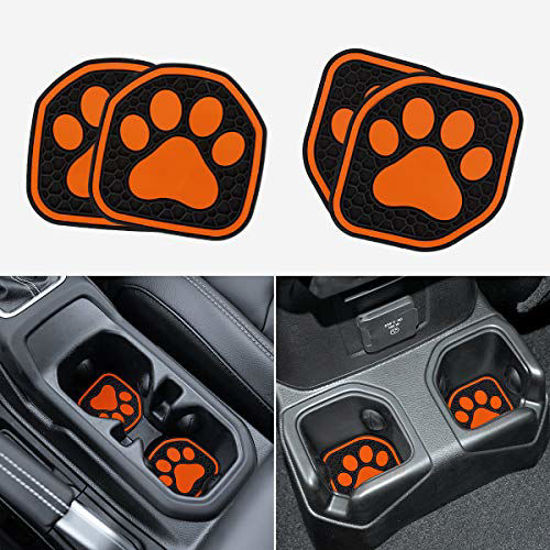 Picture of Auovo Auto Cup Holder Inserts Coaster Fit for 2018-2022 Wrangler JL JLU 2020-2022 Gladiator Accessories JT Cup Mat Pad Interior Decoration(4 Pcs Kit)(Orange)