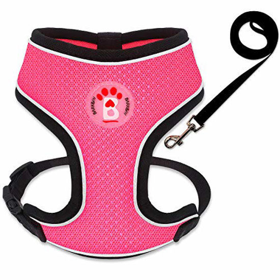 Picture of BARKBAY Reflective Breathable Soft Air Mesh No Pull Puppy Dog Vest Harness(Pink,XS)