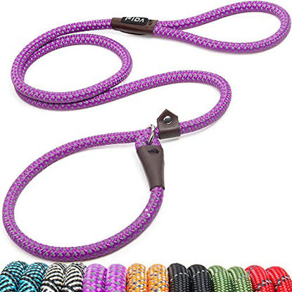 Picture of Fida Durable Slip Lead Dog Leash, Heavy Duty 1/2" x 6 FT Comfortable Strong Rope Slip Leash for Large, Medium & Small Dogs No Pulling Pet Training Leash with Highly Reflective Threads (Purple)