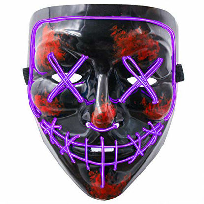 Picture of heytech Halloween Scary Mask Cosplay Led Costume Mask EL Wire Light up for Halloween Festival Party