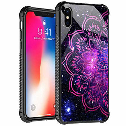 Picture of iPhone Xs Max Case, Nebula Mandala Marble Tempered Glass iPhone Xs MAX Cases for Girls Women, Pattern Design Shockproof Anti-Scratch Case for Apple iPhone Xs MAX