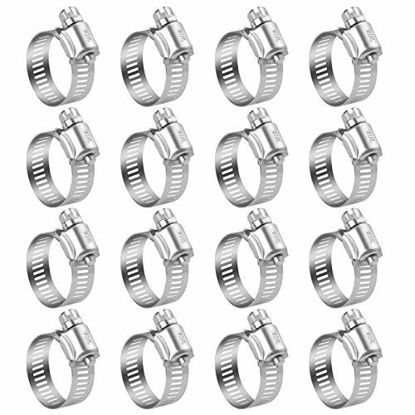 Picture of WINL Stainless Steel Hose Clamps - 16 Pack Worm Gear Drive Hose Clamps SAE 16 Clamping Range 3/4 Inch to 1-1/2 Inch (19mm-38mm) for Automotive Plumbing, 3/4'', 1'', 1 1/4'' Hose Clamps