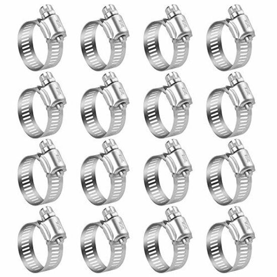 Picture of WINL Stainless Steel Hose Clamps - 16 Pack Worm Gear Drive Hose Clamps SAE 16 Clamping Range 3/4 Inch to 1-1/2 Inch (19mm-38mm) for Automotive Plumbing, 3/4'', 1'', 1 1/4'' Hose Clamps