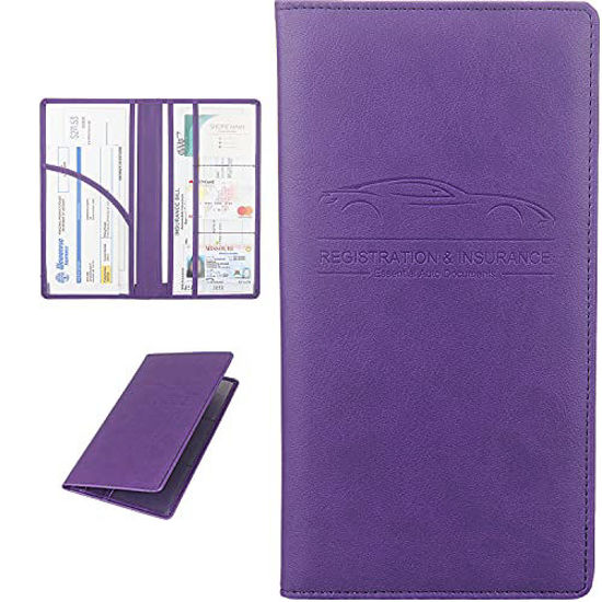 Miunice Car Registration and Insurance Holder, Premium Pu Leather Vehicle  Glove Box Organizer, Prefect Car Essentials Wallet for Driver License,  Cards