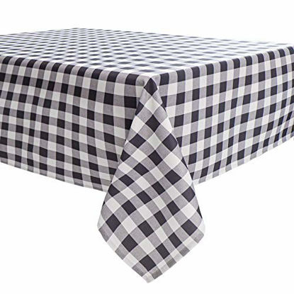 Picture of Biscaynebay Fabric Tablecloths 54 X 54 Inches Square, Black/Grey Water Resistant Spill Proof Tablecloths for Dining, Kitchen, Wedding and Parties, Machine Washable