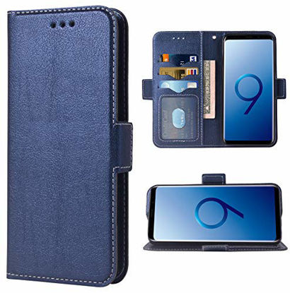 Picture of Phone Case for Samsung Galaxy S9 Plus Folio Flip Wallet Case,PU Leather Credit Card Holder Slots Full Body Protection Kickstand Protective Phone Cover for Glaxay S9+ 9S 9+ S 9 9plus S9plus Dark Blue