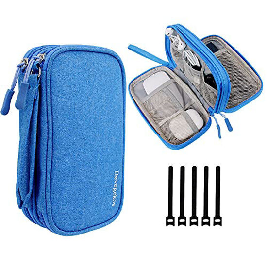 Picture of Small Travel Tech Organizer, Bevegekos Travel Accessories Cord Organizer Case Bag for Electronics (Azure Blue, Small)