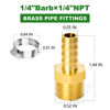 Picture of TAISHER 10 PCS Brass of Hose Barb Fittings 1/4"(6.35mm) Barb x 1/4" MNPT Pipe Adapter Air Hose Fitting with 10 PCS Hose Clamp