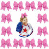 Picture of DEEKA 12PCS 8" Large Cheer Hair Bows Ponytail Holder Handmade for Teen Girls Softball Cheerleader Sports-Pink