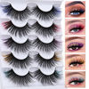 Picture of ALPHONSE False Eyelashes Colored Lashes 5D Fluffy Handmade Dramatic Decoration Eye Lashes Set for Christmas Cosplay Costumes Faux Mink Eyelashes 5 Pairs Pack (5 Colors Mixed)